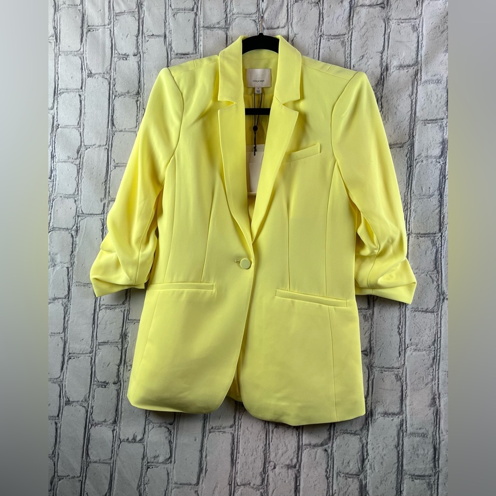Bloomingdale’s Cinq A Sept Size:2 Women Crepe Kylie Blazer Yellow Rose
